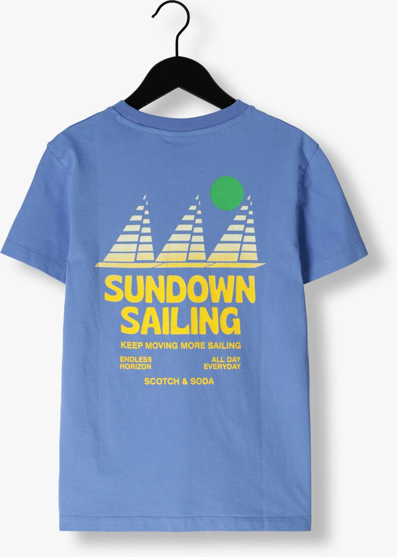 SCOTCH & SODA blauwe scotch & soda t-shirt cotton in conversion artwork t-shirt