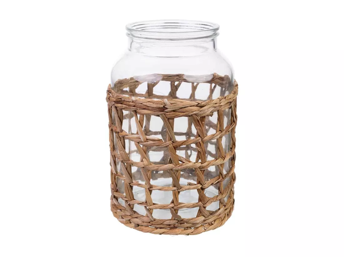 Vase en verre doublé de fibres naturelles