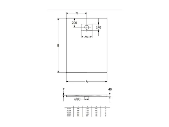 Receveur de douche zéro ressaut 120 x 80 VILLEROY ET BOCH Le Valence céramique avec cache bonde