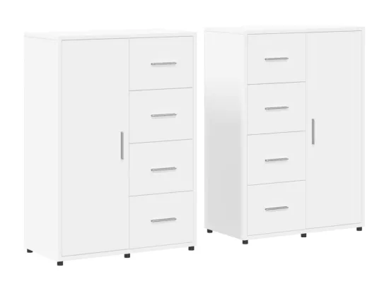 Buffets 2 pcs blanc 60x31x84 cm bois d'ingénierie