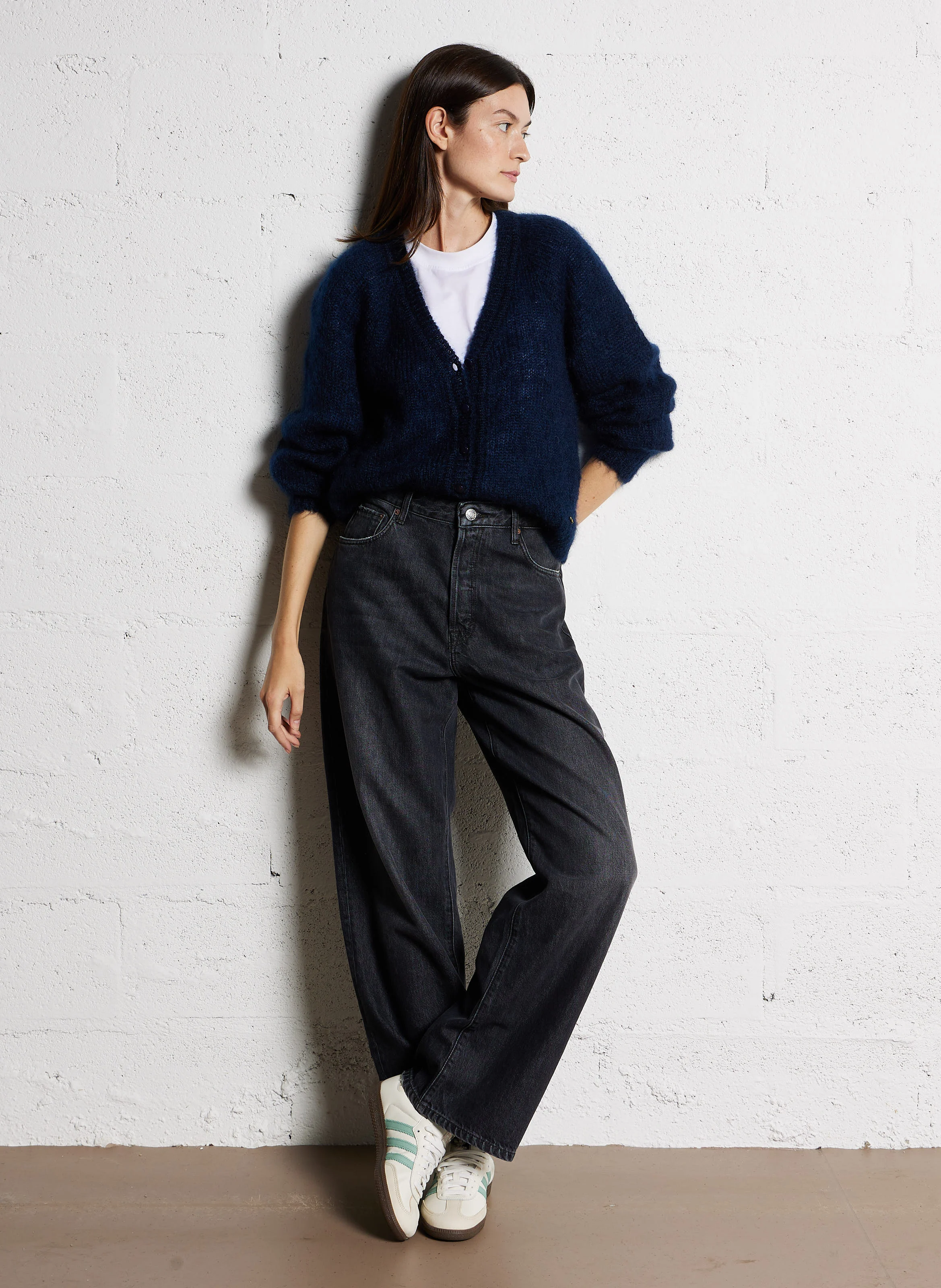 CHALOHA - Gilet col V en laine mélangée | Bleu