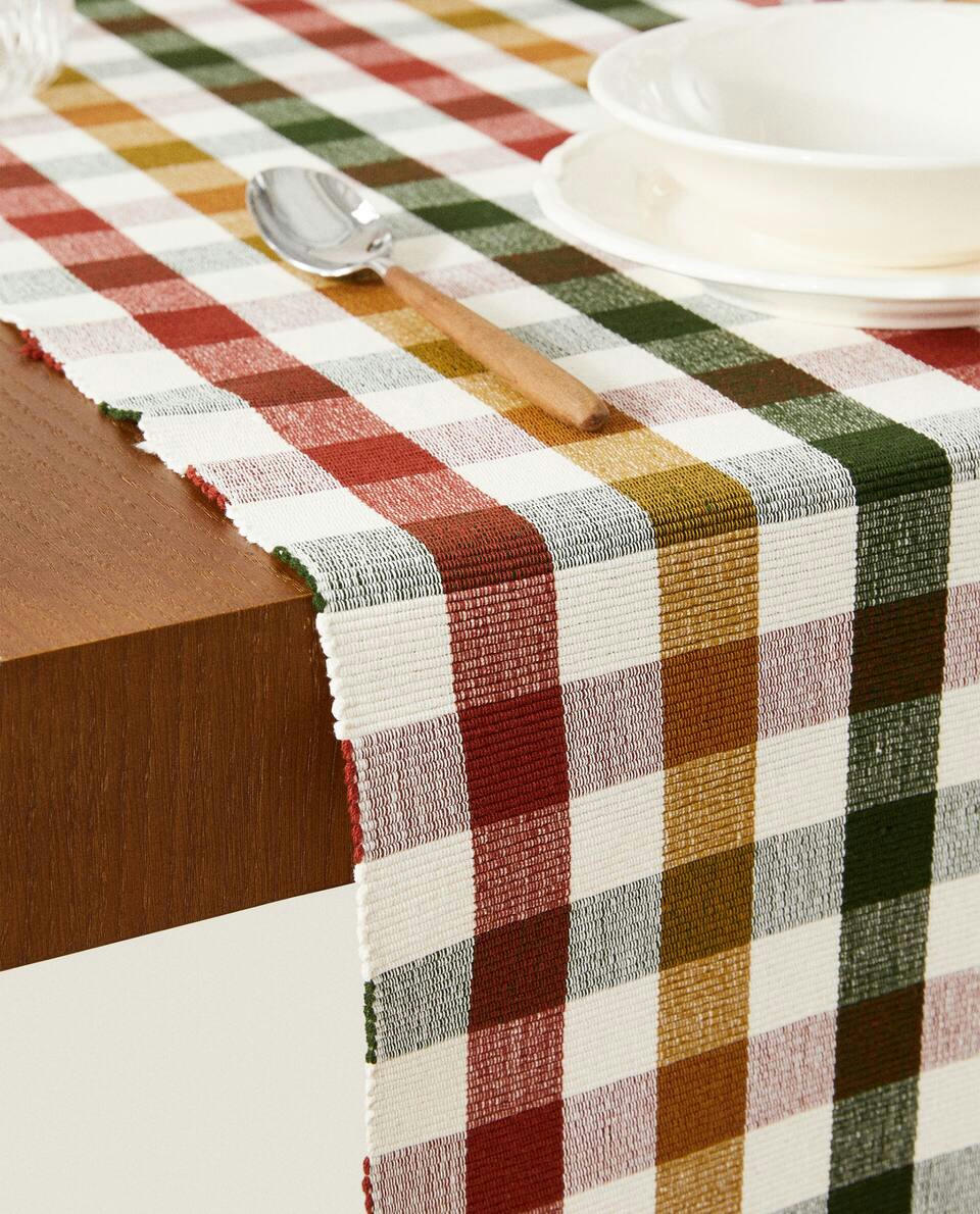 Caminho de mesa de algodão com agulha