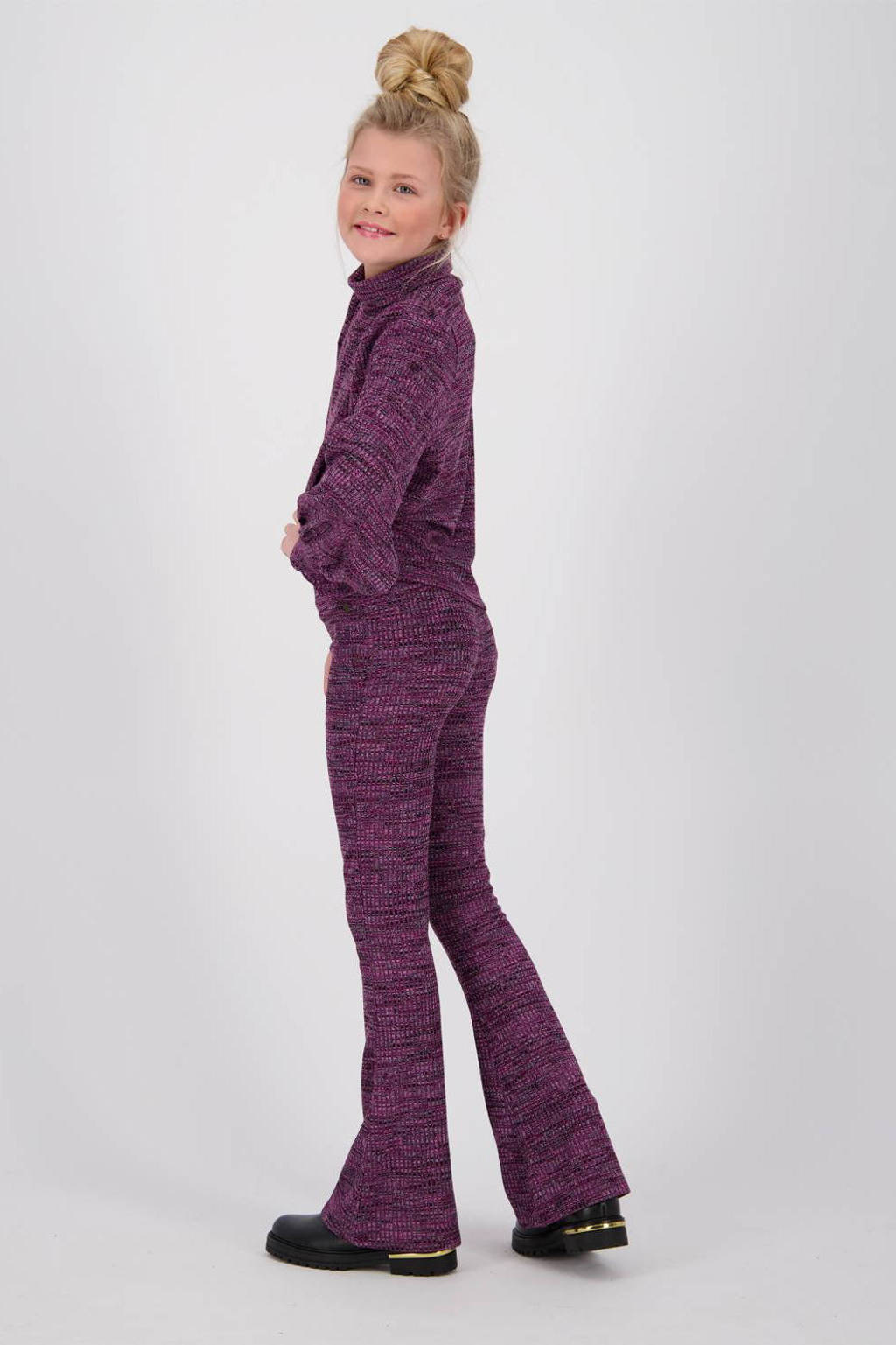 Vingino flared broek Sya paars/zwart