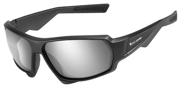 Lunettes de soleil de vélo polarisées anti-UV et anti-vent - noir