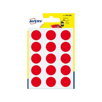 Avery - 90 Pastilles adhésives - rouge - diamètre 19 mm