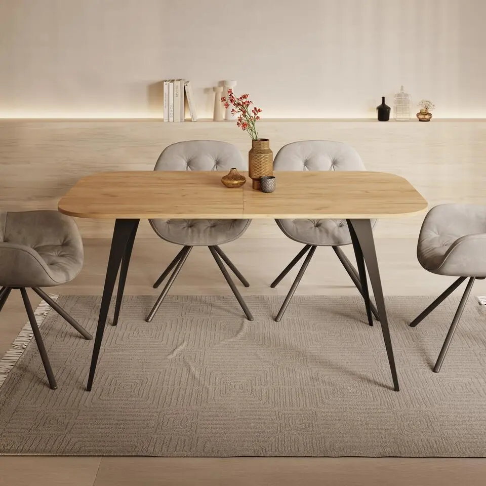 Meubella - Eetkamertafel Flix - Eiken - 160 cm - Uitschuifbaar