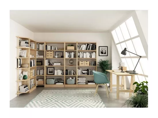 Etagère d'angle en pin brut Gala 6 tablettes