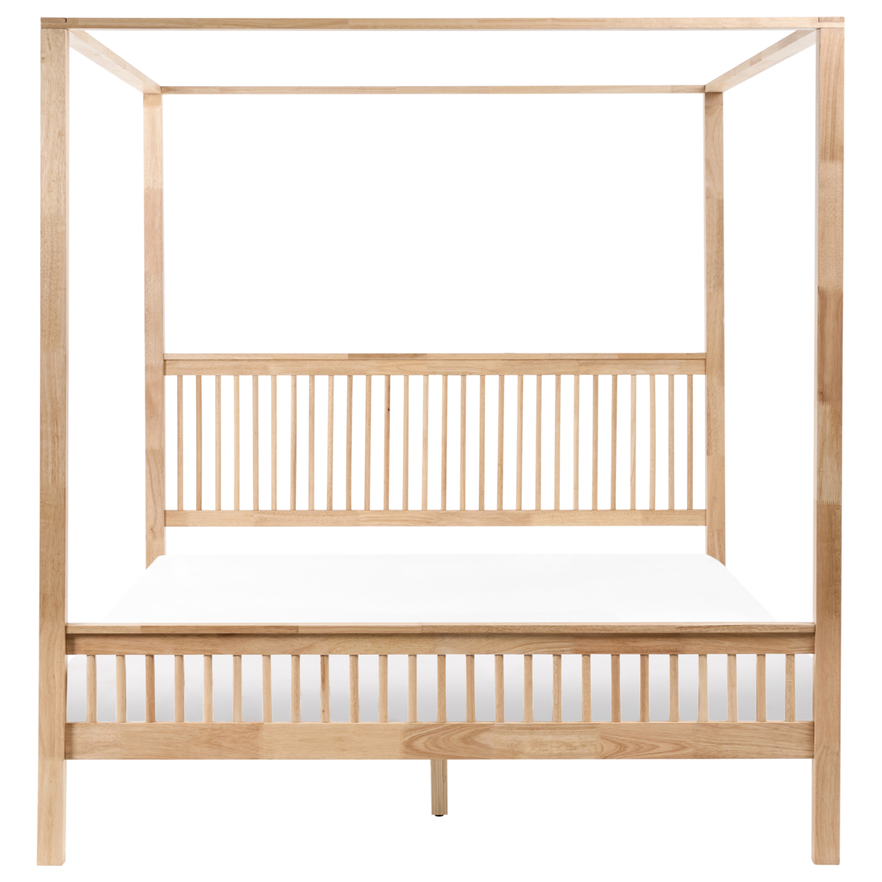 Beliani - HARFLEUR - Hemelbed - Lichtbruin - 180 x 200 cm - Rubberhout