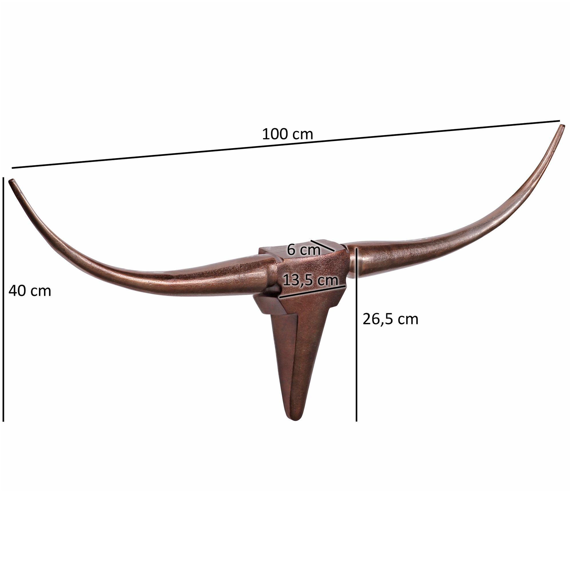 KADIMA DESIGN Dekoratives Bull Geweih M, Aluminium, 100x40 cm, für einzigartiges Jagdambiente, hochwertige Verarbeitung, abstraktes Design