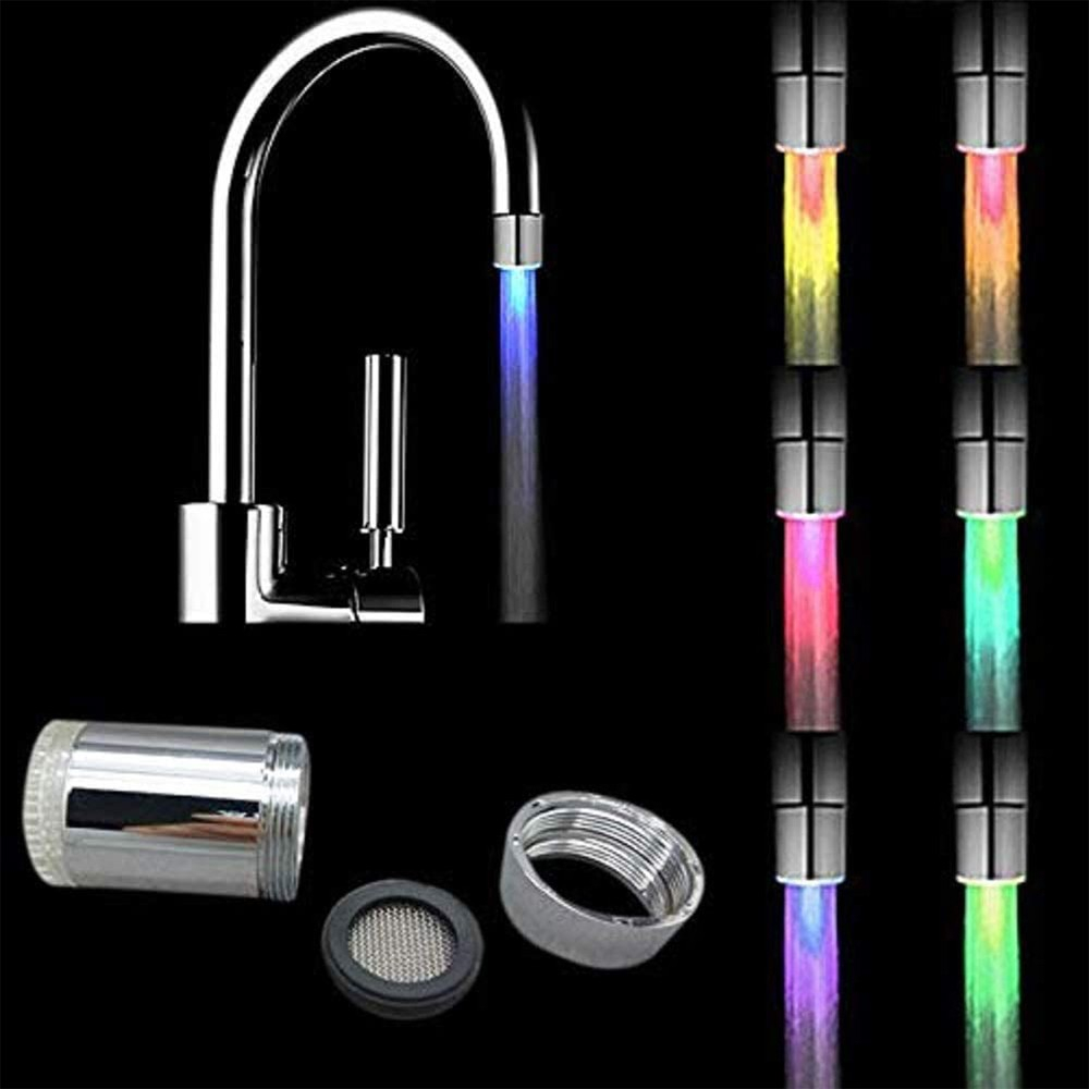 Universal LED Wasserhahn Aufsatz Farbwechselnde Perlator Mischdüse - Silber