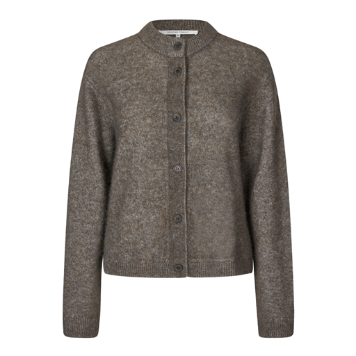 Second Female Brook Knit Plain Cardigan, Chocolate Chip, L