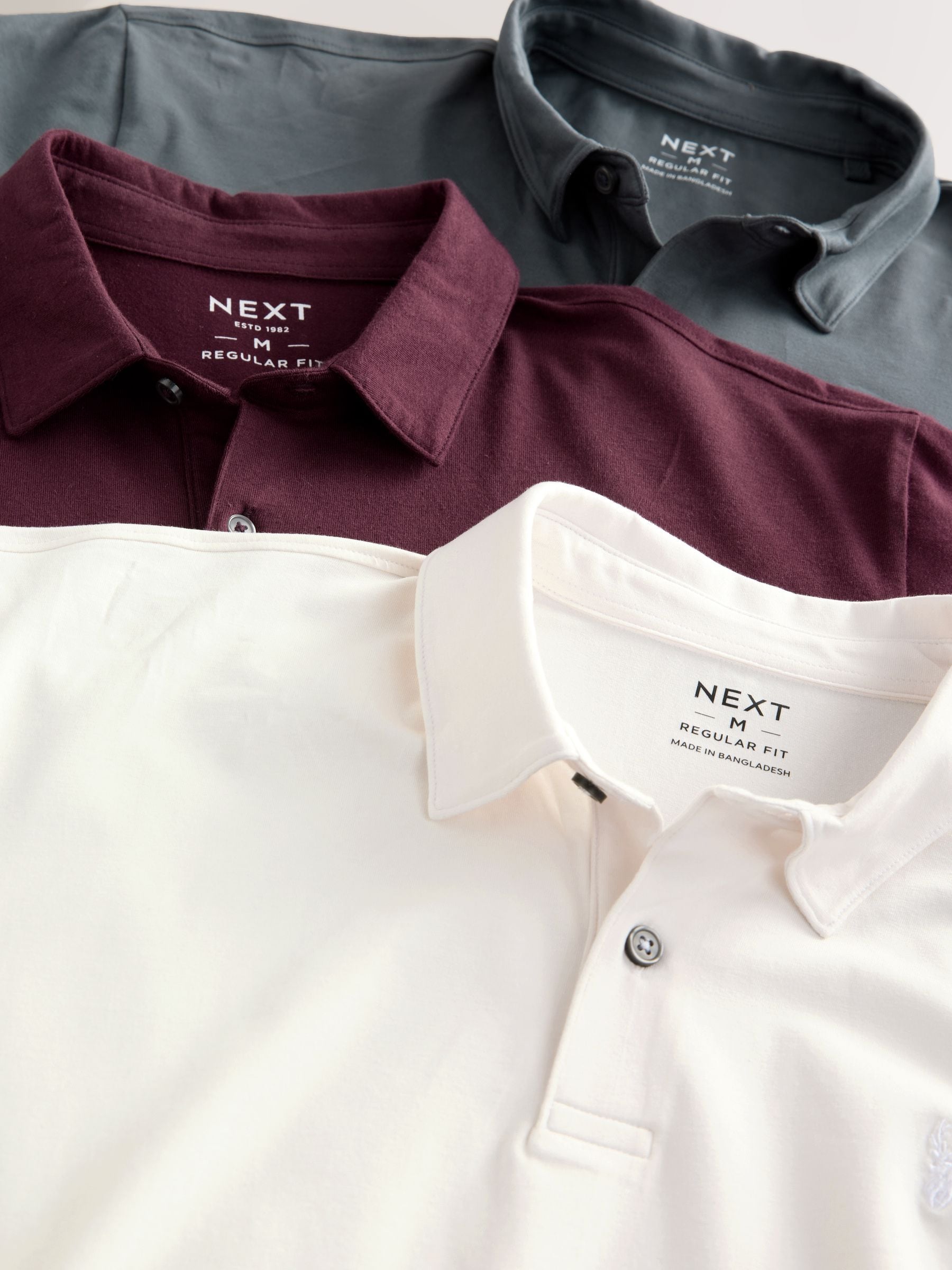 Bordeauxrood/antracietgrijs/Ecru Crème - Set van 3 jersey poloshirts met korte mouwen