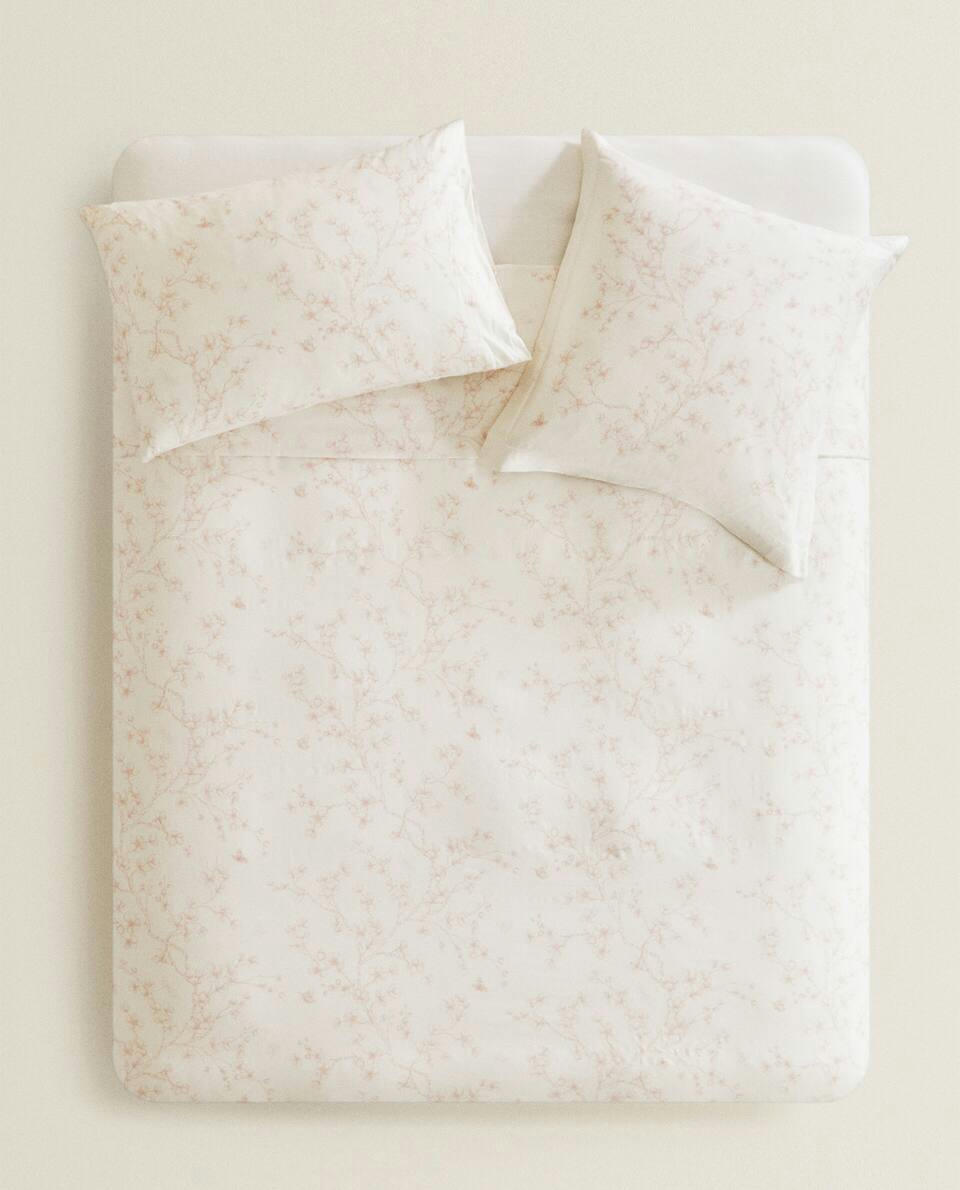 CAPA DE EDREDOM FLORAL DE CETIM