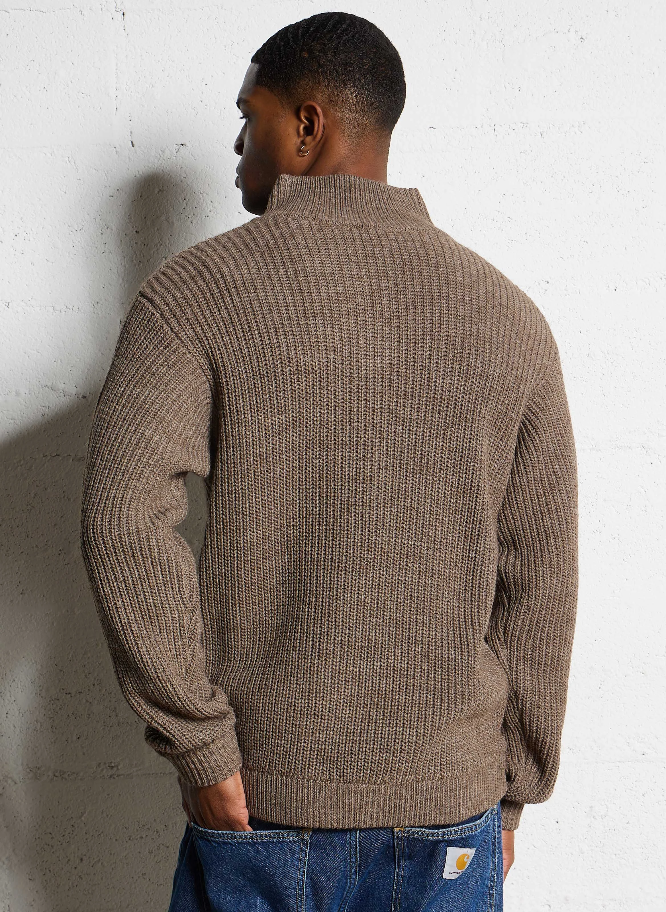 CRASHWAY - Pull droit col zippé| Marron