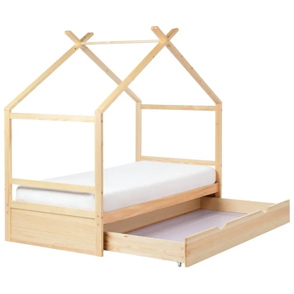 ORGEVAL - Daybed voor kinderen - Lichtbruin - 90 x 200 cm - Grenenhout