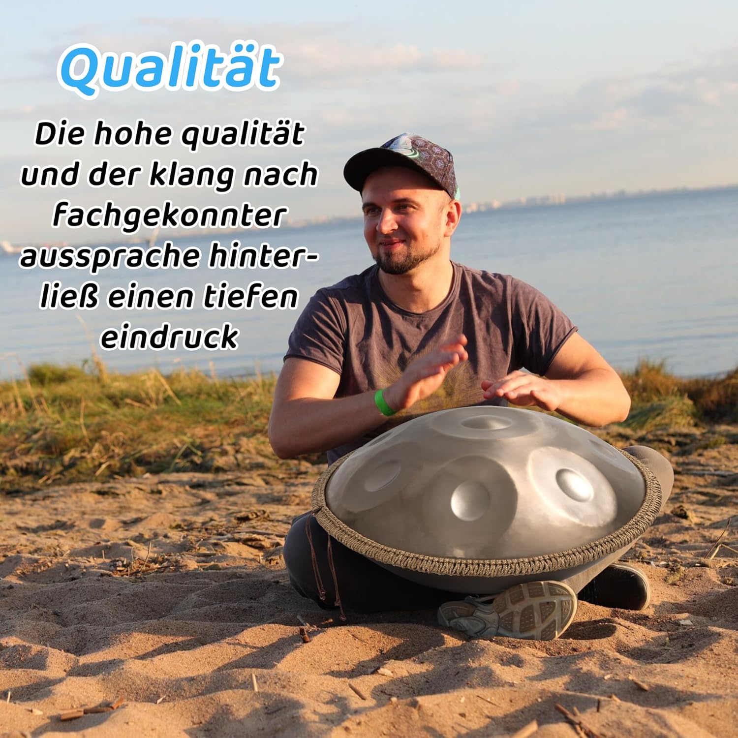 22 Zoll Meditations-Klangschale 9 Töne in Gold mit Ständer - Professionelle Steel Tongue Drum für Yoga, Therapie & Entspannung, Hochwertige Klangqualität Mit Aufbewahrungstasche（440HZ）