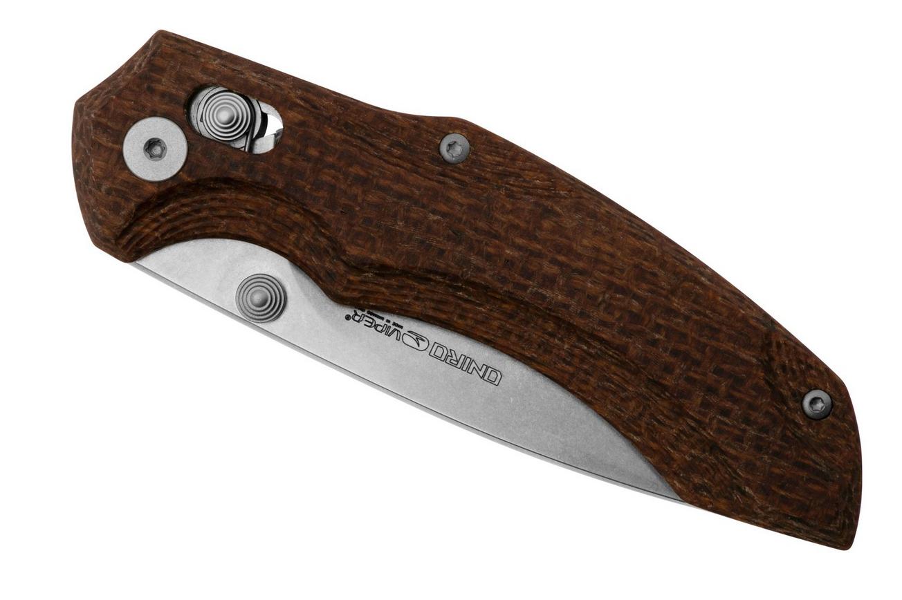 Viper Oniro V6012IM Brown Burlap Micarta zakmes, Denis Simonutti design