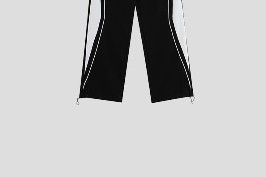 INStudio - Hoge taille, trekkoord, contrasterende rand, losse, rechte broek