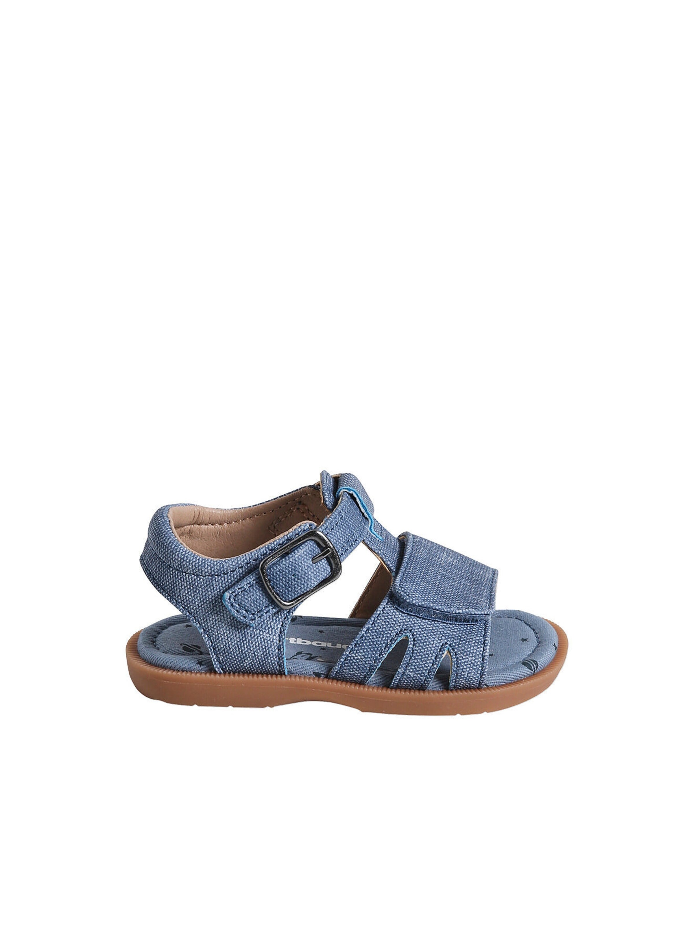 Vertbaudet Baby Klett-Sandalen, Denim-Optik jeansblau