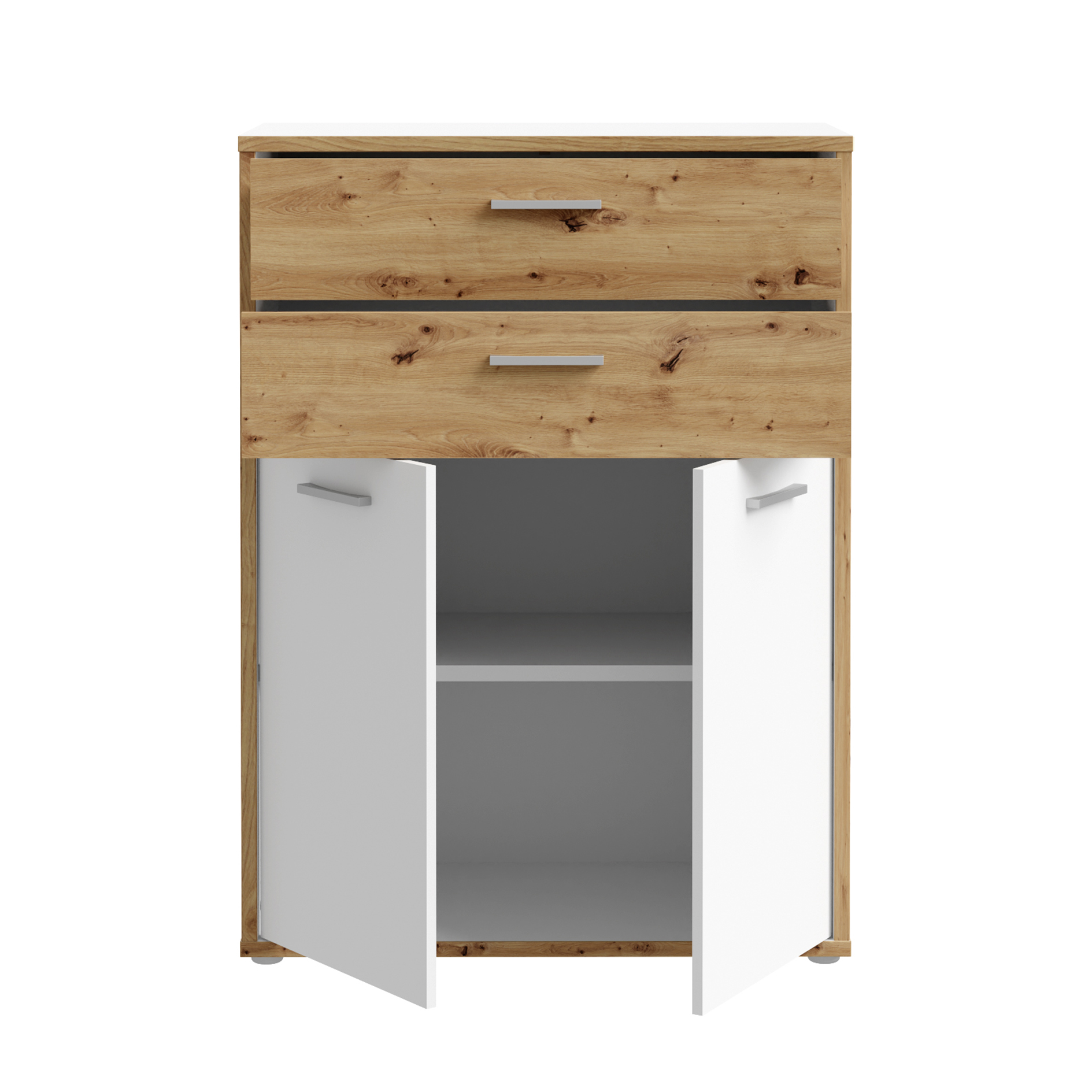 Kommode - weiß-Artisan Eiche - 2 Schubkästen - 85 cm