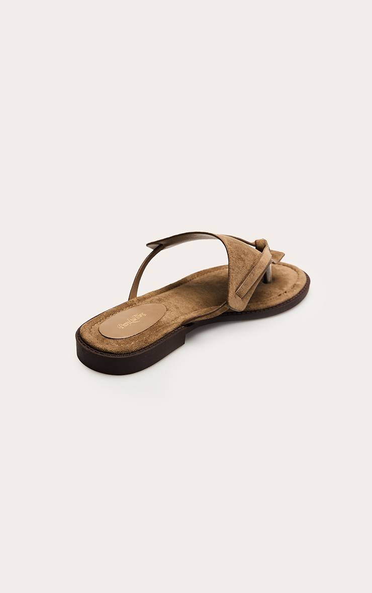 Taupe Sandales Tongs À Empiècement Haut En Synthétique