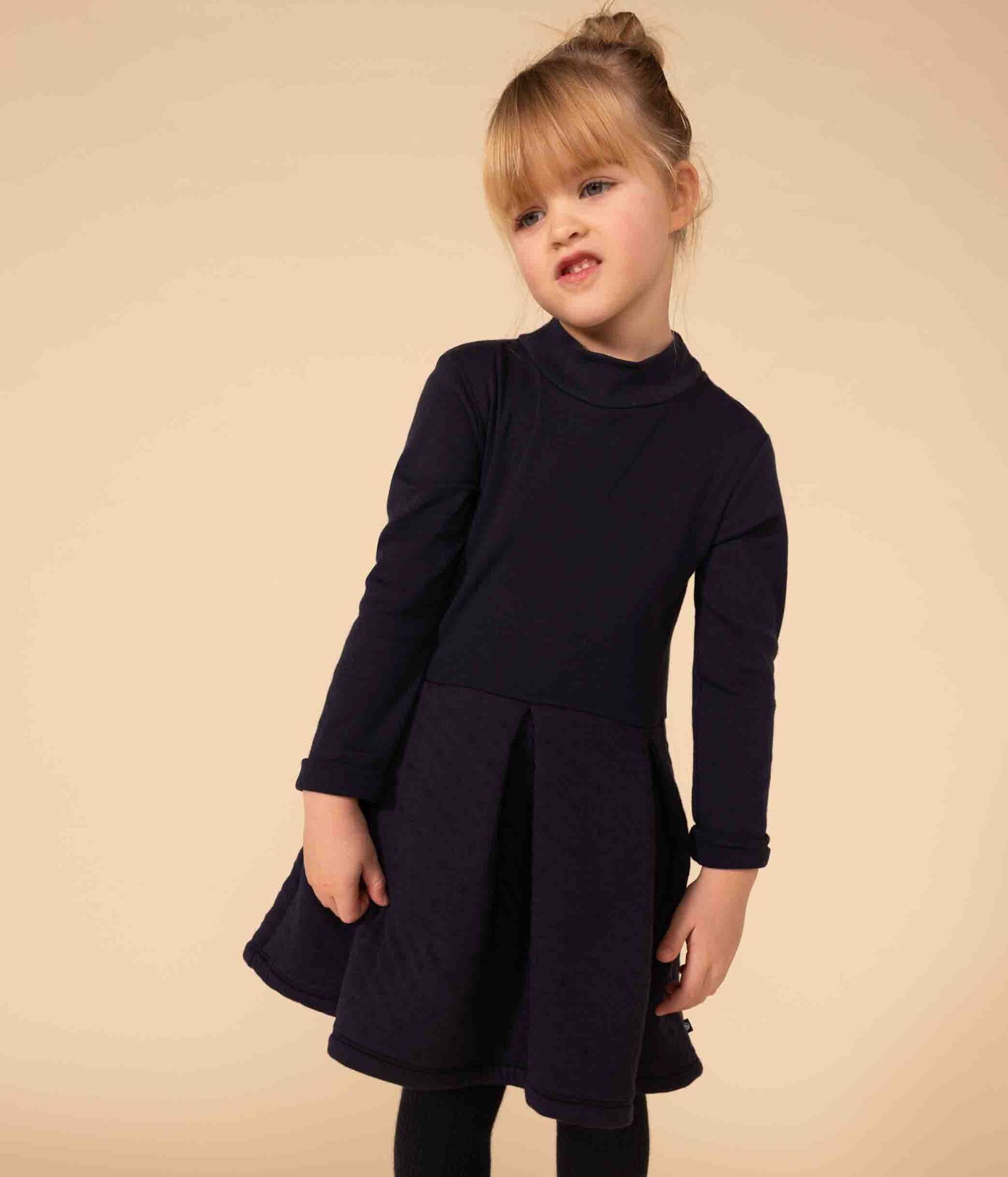 Robe manches longues unie enfant fille