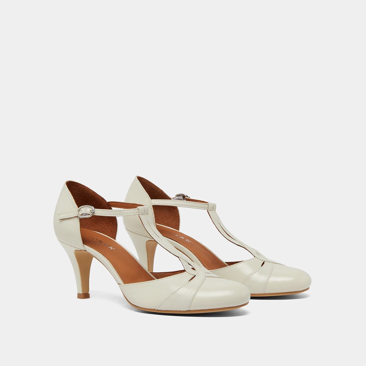 JONAK<br>Sapatos Salomé de couro Vermeil, fabricados na Europa