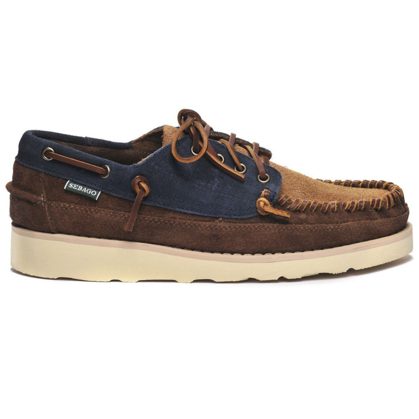 CAYUGA BLUE NAVY COGNAC DK-Mocassin tricolore en daim graissé pour homme