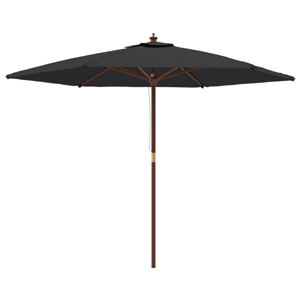 Parasol mobilier de jardin de jardin avec mât en bois 299 x 240 cm noir