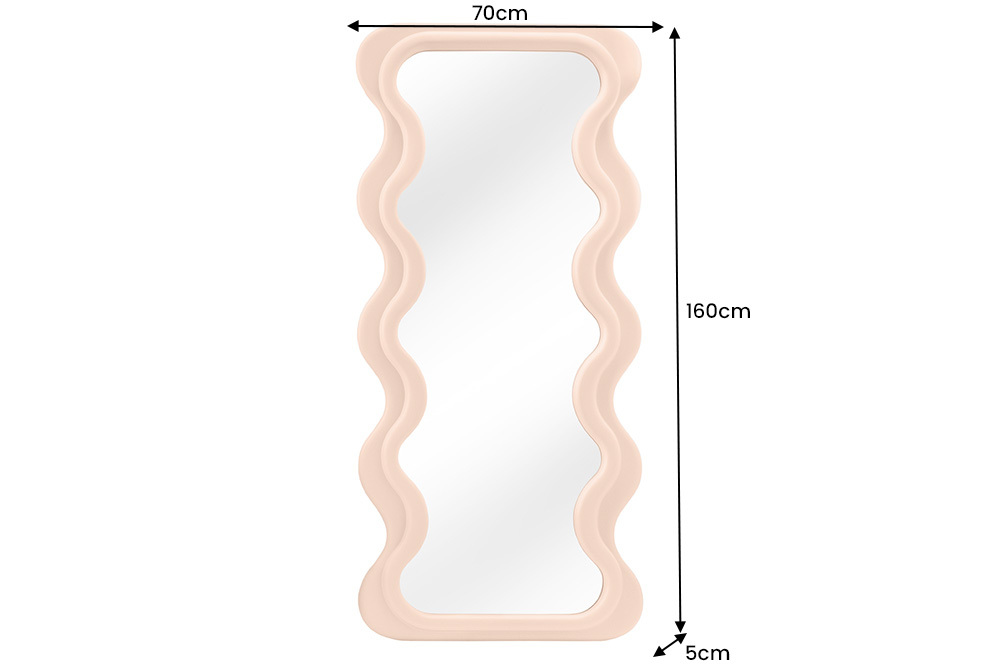Design Wandspiegel CURVY 160cm apricot Pastell Spiegel
