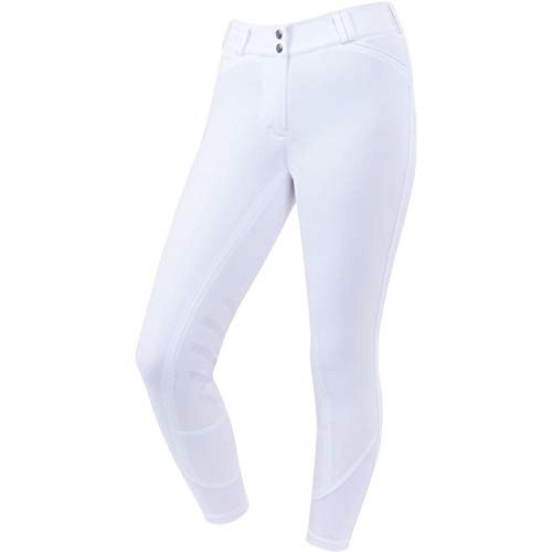 Calças de montaria femininas com aplicações de gel, brancas.