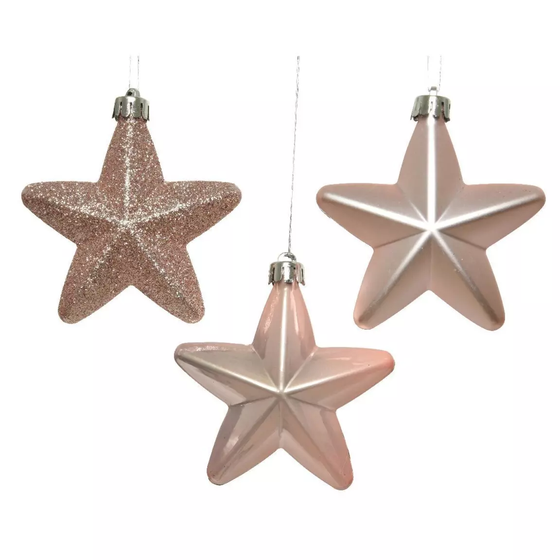 Lot de 6 étoiles de Noël à suspendre (H7 cm) Alpine Rose poudré
