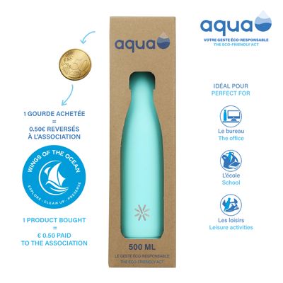 Aqua Pastel - Gourde Bouteille isotherme 500 ml - double paroi - disponible dans différentes couleurs - Viquel