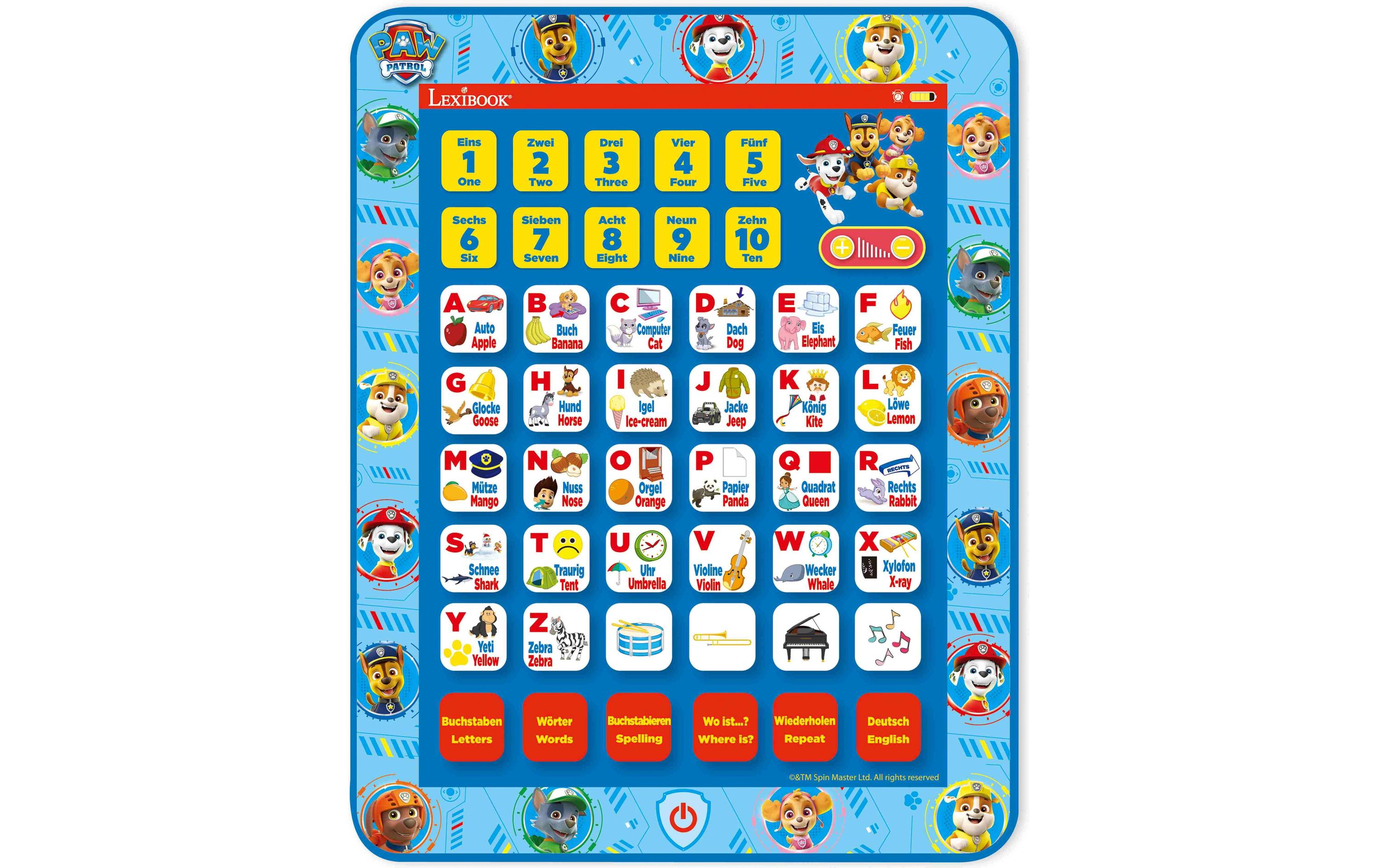 Paw Patrol DE/ENBilinguales Lerntablet mit Alphabet und tollen Funktionen