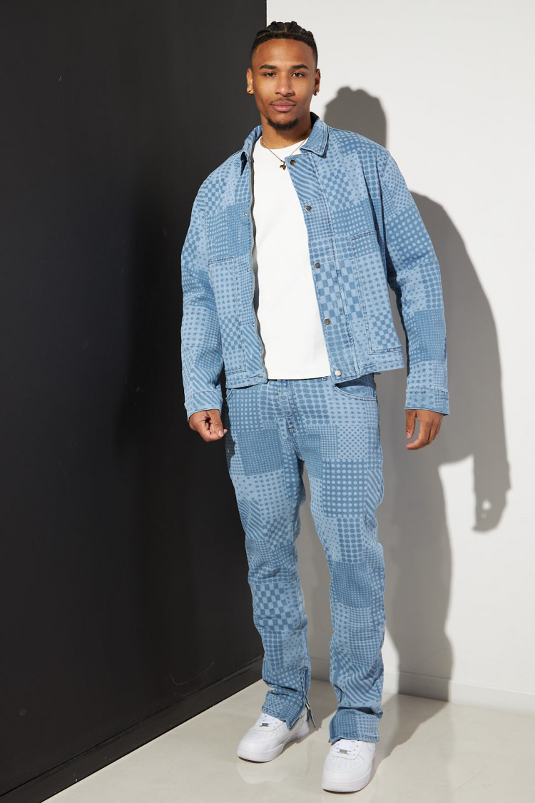 Jean bleu à motifs