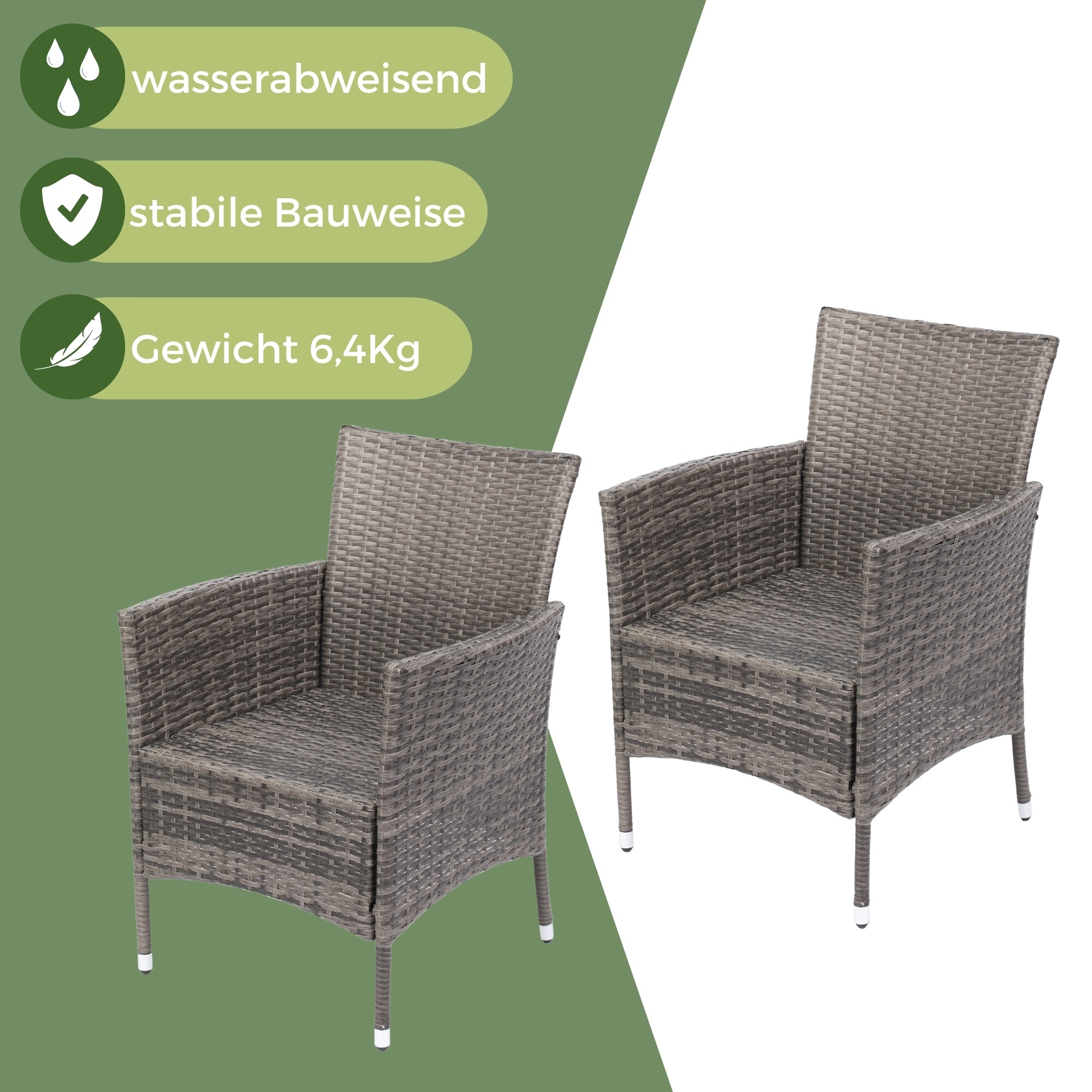 Albatros Balkonmöbel Set 3 teilig, Rattan Polyrattan, 2 Sessel mit Tisch, Lounge Set Balkon Gartenlounge Gartenmöbel Sitzgruppe mit Kissen und Glastisch, für Garten Terrasse Outdoor