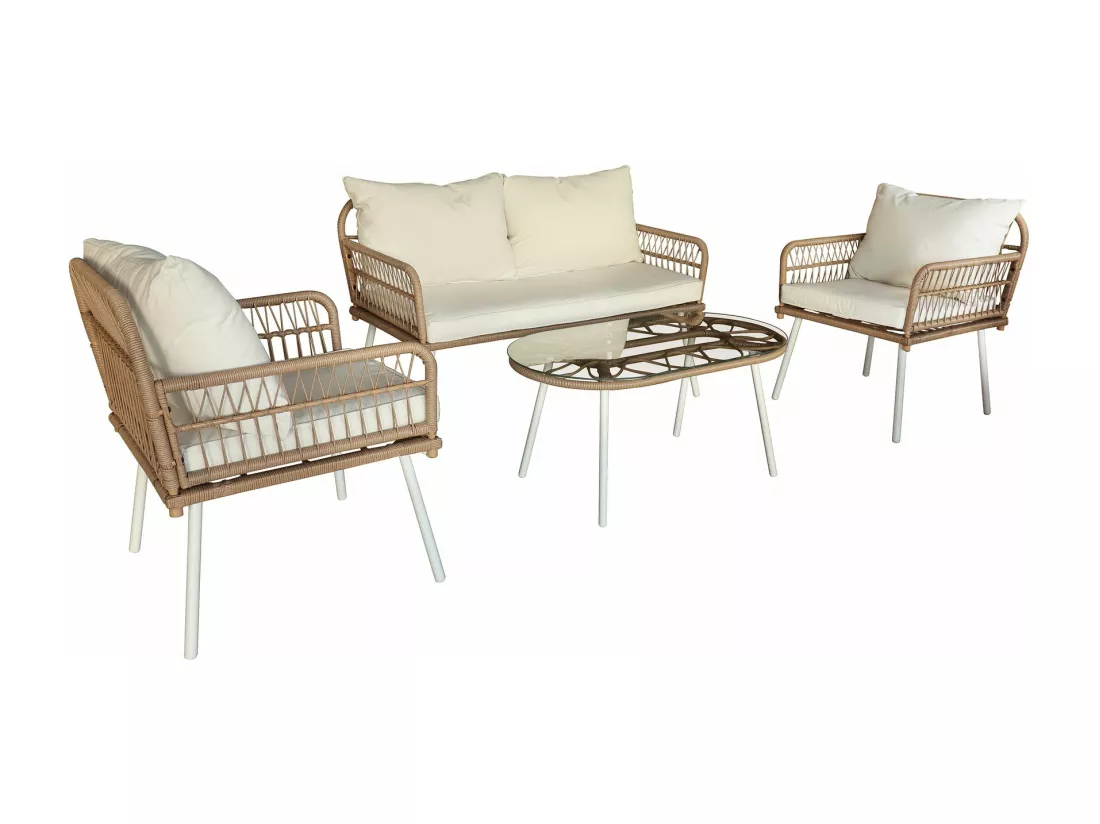 Now's Home - Salon De Jardin En Rotin Synthetique Et Structure Aluminium