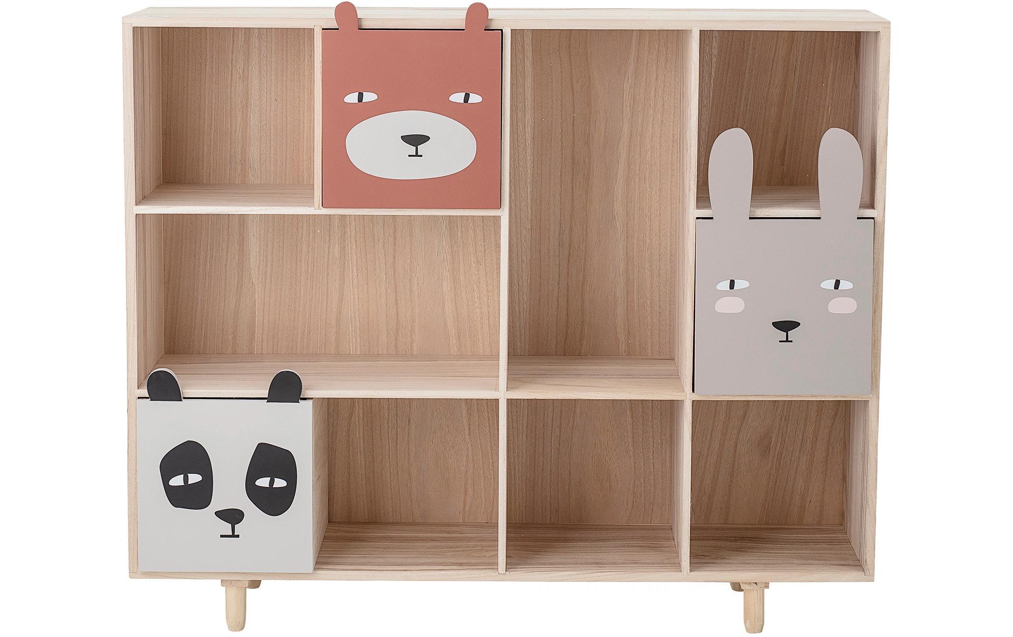 Bücherregal Calle mit Schubladen Natur, Paulownia<br>Kinderregal für Bücher und Spielzeug