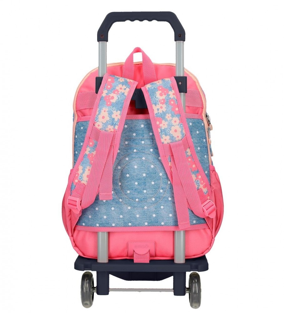 Enso Mochila porta ordenador Little Dreams  dos compartimentos con carro rosa