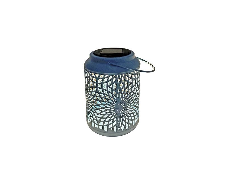 Dameco Laterne Muster Blau LED Solar Laterne