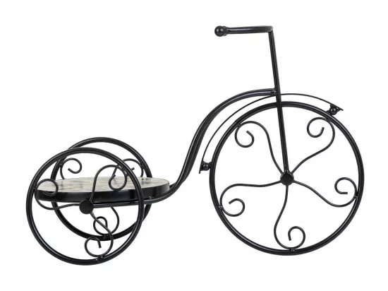 Support vélo en mosaïque et fer forgé noir 53x23.5x36h