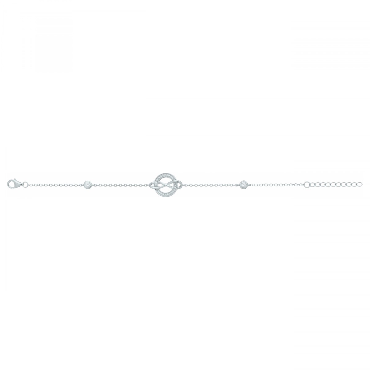 Bracelet souple mono-motif en Argent avec oxyde de zirconium blanc