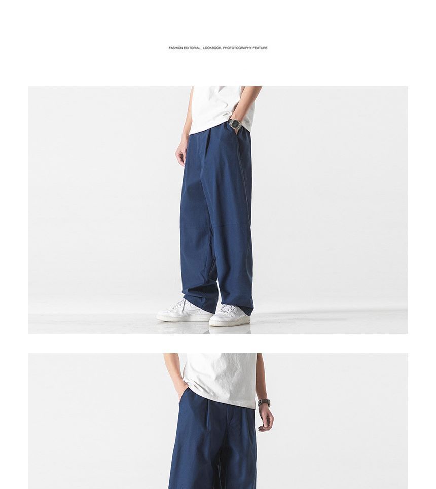 Lefitt - Hoge taille effen linnen wijde broek