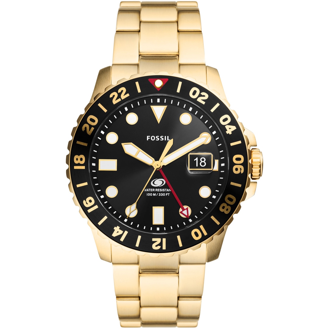 Fossil Blue Dual Time Goldig / Schwarz 46mm