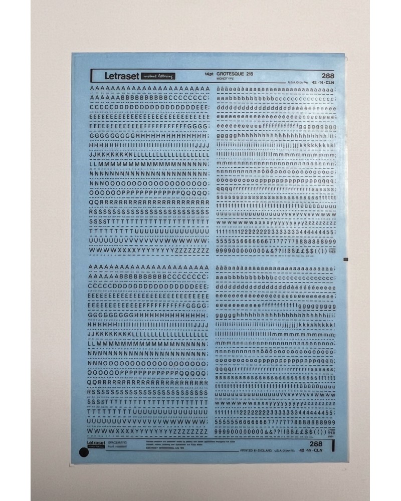 Letraset 288 - GROTESQUE 215 -14pt