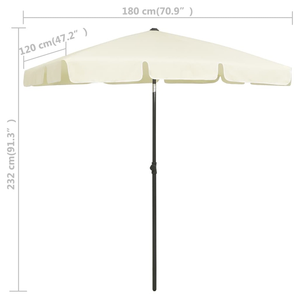 Parasol de plage jaune 180 x 120 cm sable