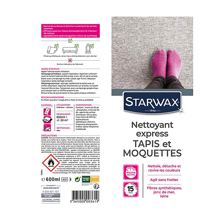 Nettoyant raviveur express tapis et moquettes Starwax 600ml