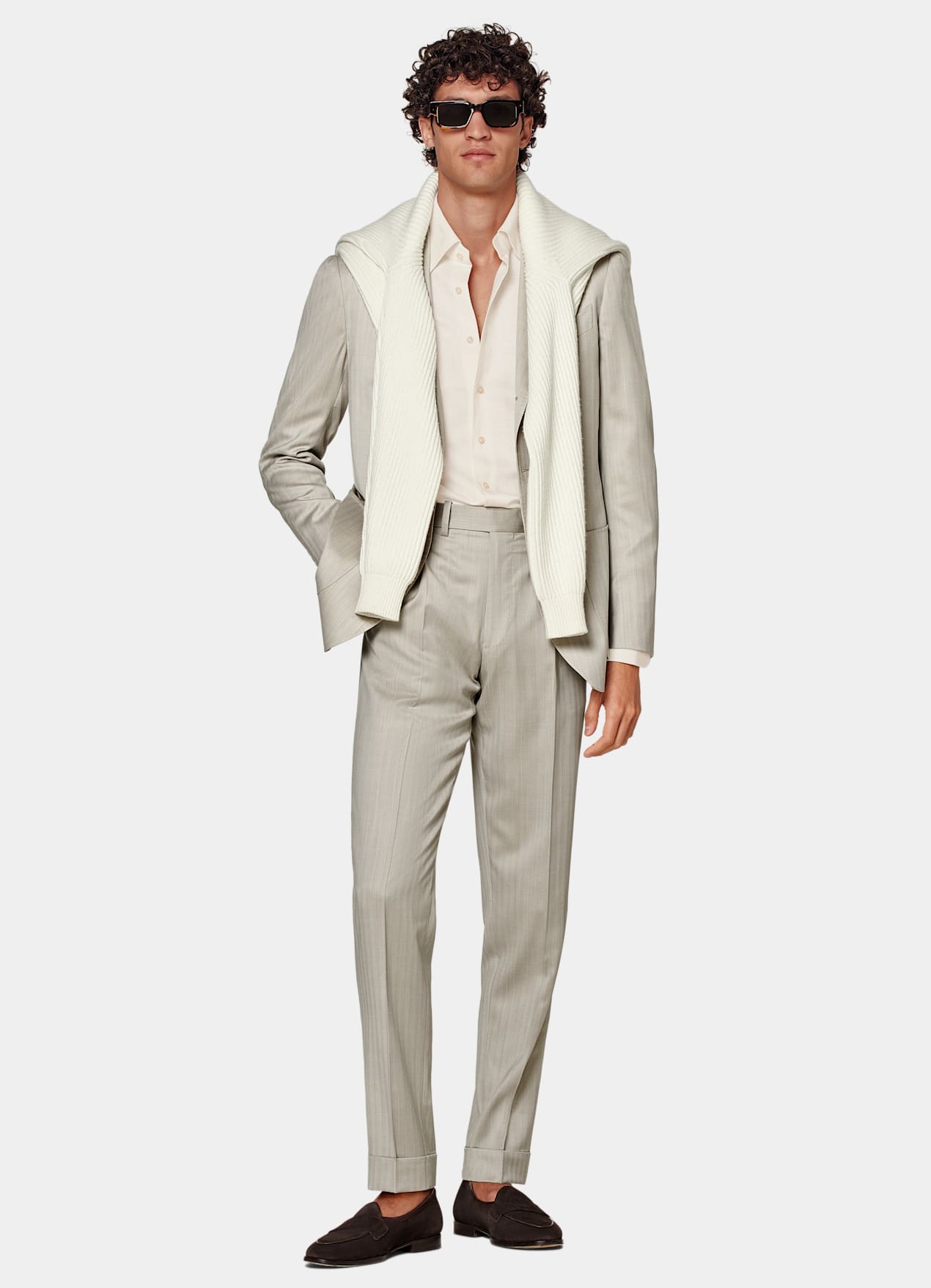 Costume Havana coupe Tailored sable à chevrons