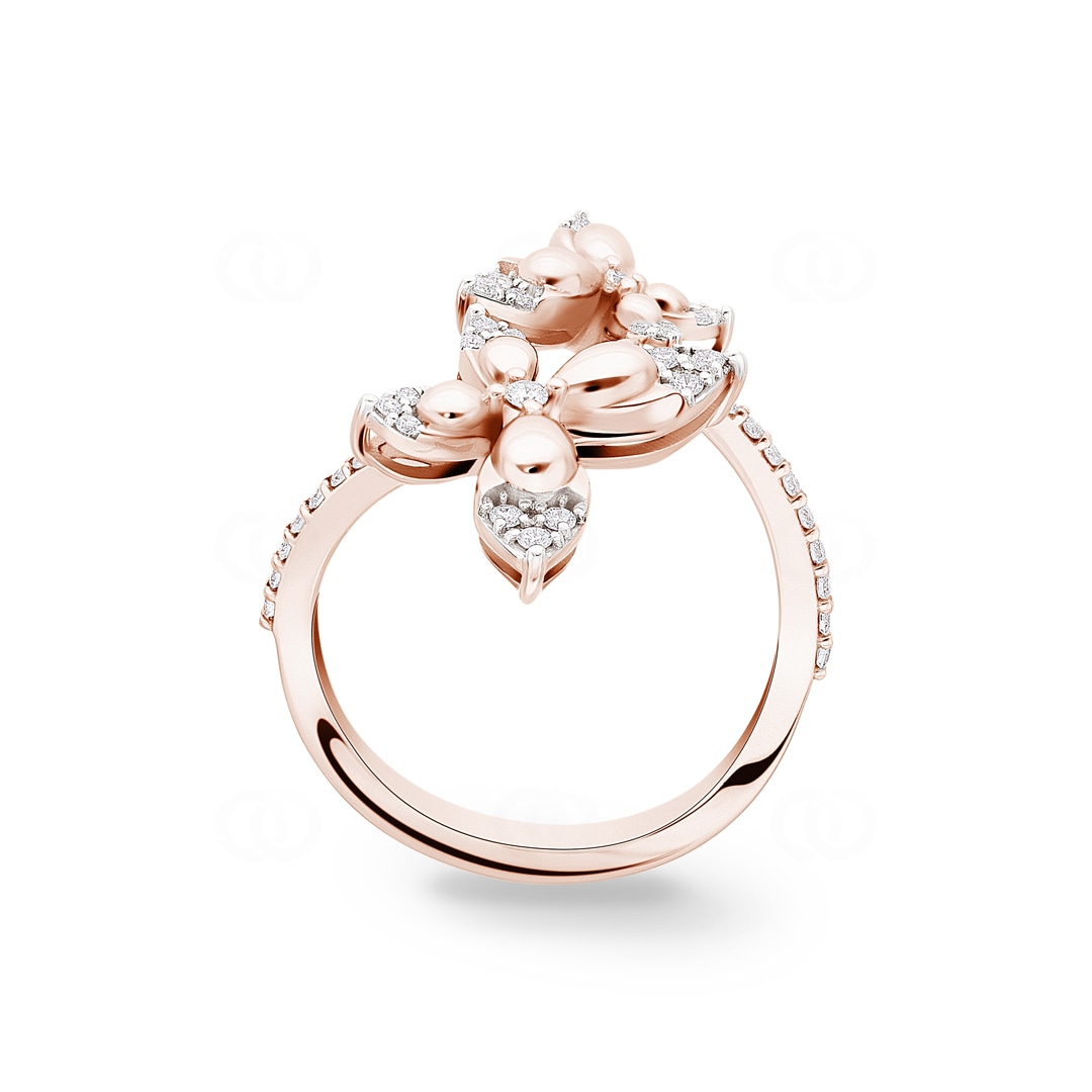 Ring 750/18 K Roségold Schmetterlinge mit Diamanten 0.26 ct H/si