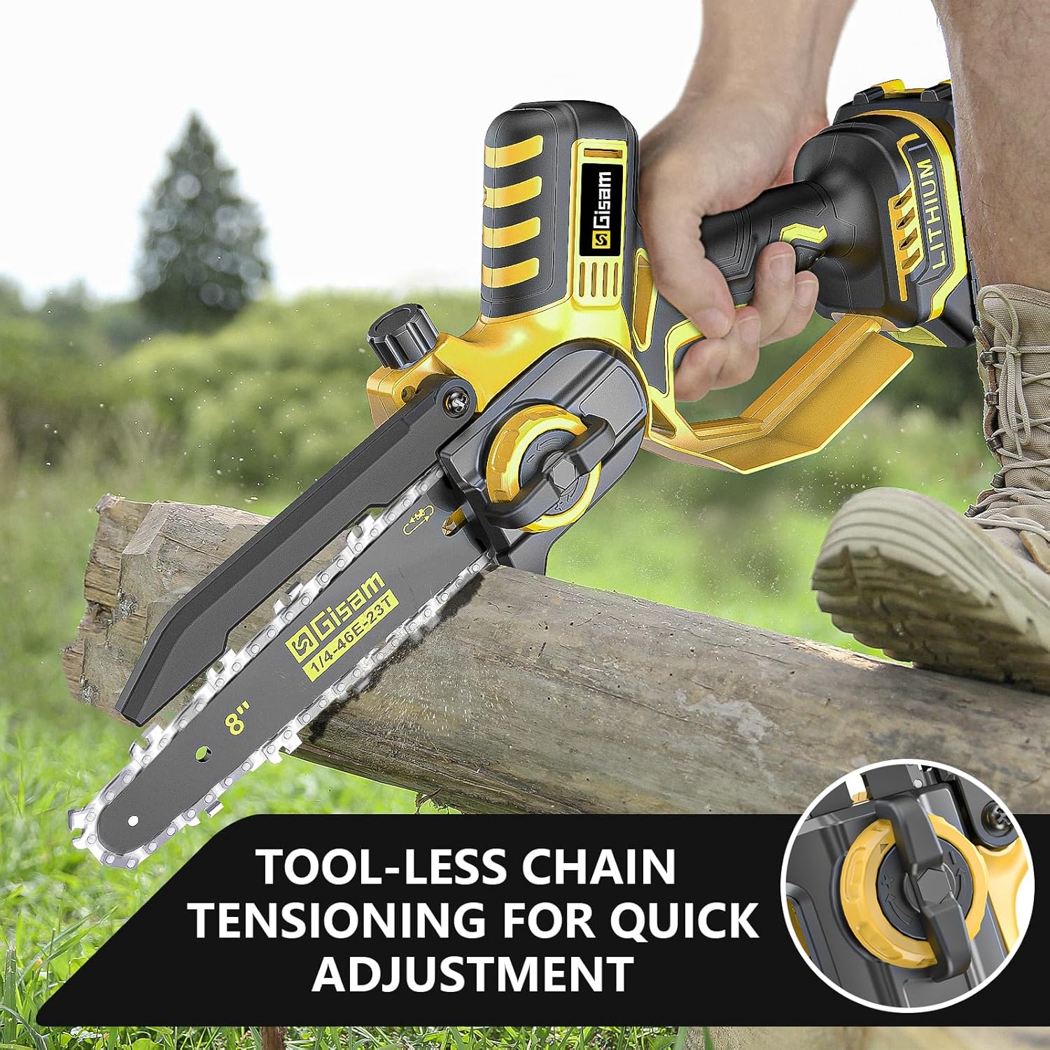 Mini Trononneuse à Batterie 8000mAh,6 et 8 Pouces Trononneuse lectrique avec 900W Moteur Sans Balais,Automatique et Tension de Chane,Pour le Jardin,Les Branches et le Bois